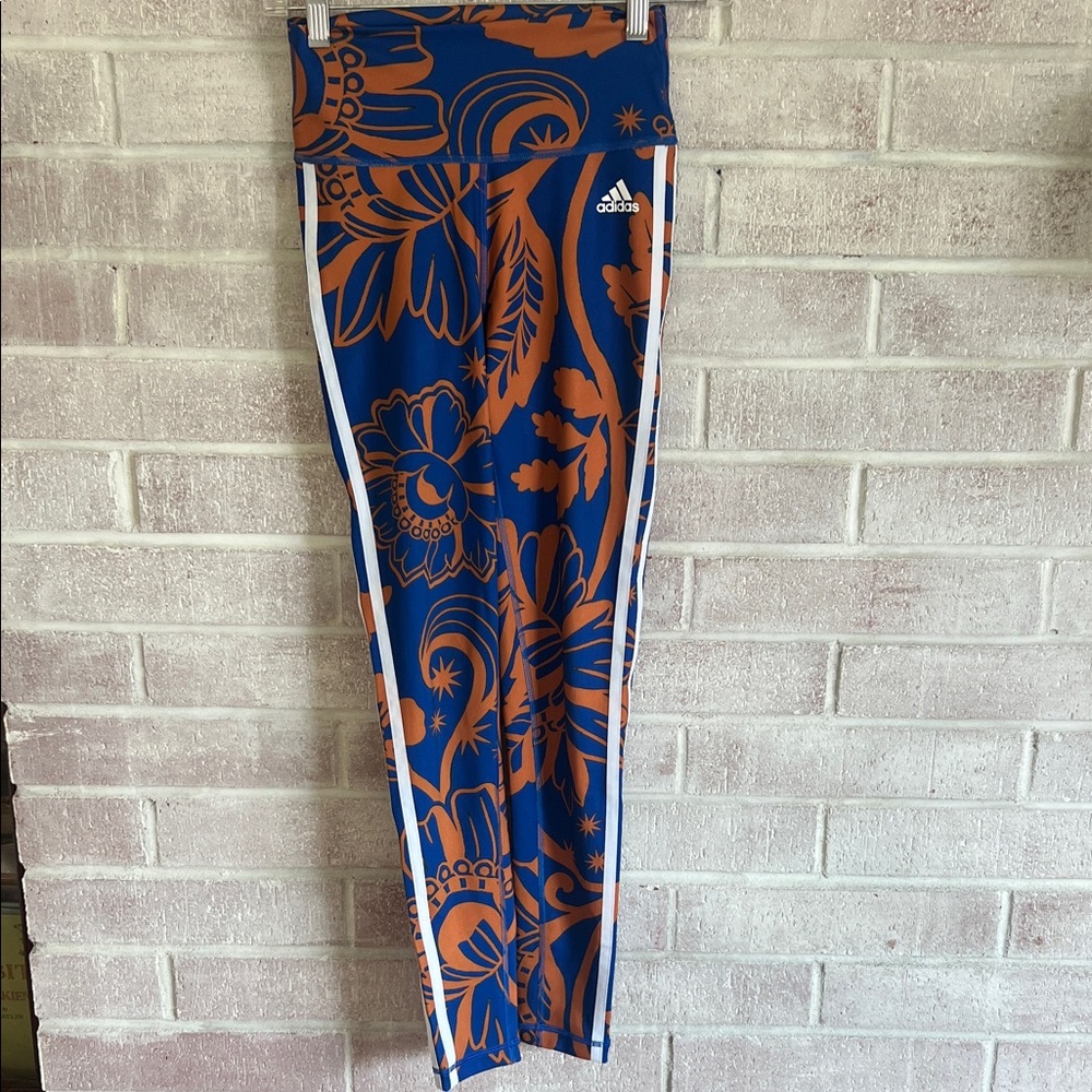 Women’s adidas x farm rio Blue & Orange Floral Athletic Leggings - Picture 4 of 6